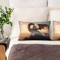 thumbnail image 2 of KLL Sky Sunset Bronze Dragon Pattern Silk Pillowcase for Hair and Skin Standard Size 20"X 30" Soft Breathable Pillow Covers for Sleeping, 2 of 6