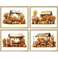 thumbnail image 2 of PixonSign Framed Wall Art Pumpkin Stall, Set of 4 Village House Celebrations & Holidays Wall Decor Arts, Farmhouse Wall Décor, Adhesive Canvas Poster, Modern Home Artwork - 11"x14" Natural, 2 of 5