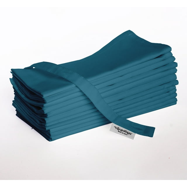 Vargottam Designer Cotton Twill Napkins - Set of 12, 20-Inch, Blue Solid Color, Durable & Absorbent Cloth Napkins for Dining, Parties, and Home Decor - Machine Washable