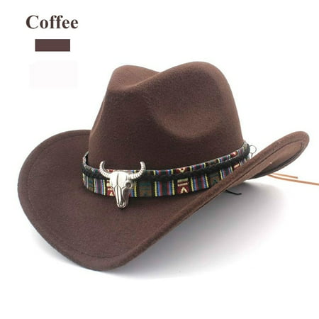 Men Faux Suede Adjtable Neck Strap Western Style Sunhat Cowboy Hat Cap