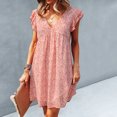 thumbnail image 4 of SMihono Robe d'Été pour Femmes Grande Taille Mode pour Femmes Décontractée à Col en V Manches Feuilles Chiffon Floral Bohème Plage Robe Sans Manches, 4 of 5