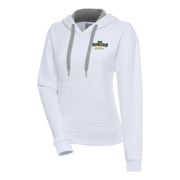 Women's Antigua White San Francisco Dons Victory Pullover Hoodie