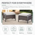 thumbnail image 5 of Gymojoy 2Pcs All Weather Wicker Outdoor Brown Ottoman Steel Frame Patio Footstools with Removable Beige Cushion, 5 of 8