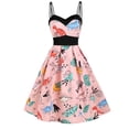 thumbnail image 1 of SMihono Robe Bohème d'Été pour Femmes Grande Taille Mode Femmes Décontractée Sans Manches Vintage Dinosaure Camisole Taille Haute Robe Évasée, 1 of 5