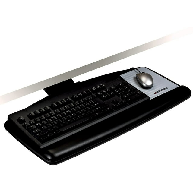 3M Under Desk Keyboard Tray, Turn Knob to Adjust Height and Tilt to Enhance Comfort and Ergonomics, Sturdy Tray with Gel Wrist Rest and Precise Mouse Pad, Stores Under.., By Brand 3M