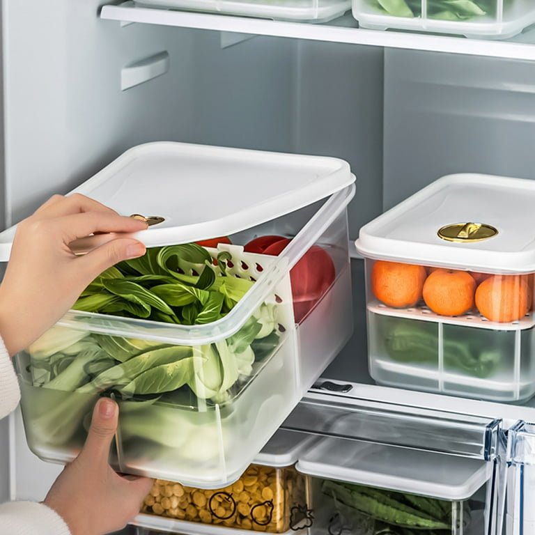 Refrigerator Storage Box Fresh-keeping Vegetable Fruit Boxes Drain