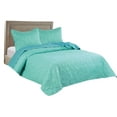 thumbnail image 6 of Legacy Decor 3 Pcs Stitched Pinsonic Reversible All Season Bedspread Oversize Turquoise Color King Size, 6 of 7