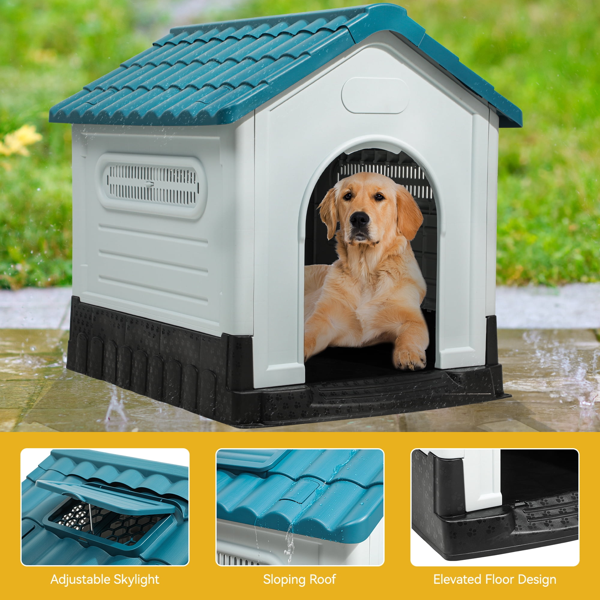 Dextrus Foldable Large Outdoor Dog House - Spacious and Functional Shelter for Your Canine (41.3"L*34.6"W*39"H) Companion for Small, Medium, and Large Dogs