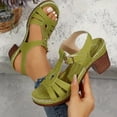 thumbnail image 5 of IUJSOY Summer Sandals for Women 2025 T-Strap Stacked High Heel Buckle Ankle Strap Dress Shoes, 5 of 5
