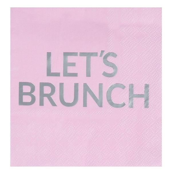 50 Pack Lets Brunch Cocktail Napkins 3 Ply Pink Silver Foil Disposable Paper Beverage Napkins For Bachelorette Party Girls Day Out Birthday Supplies 5 Inches Folded Walmart Com Walmart Com