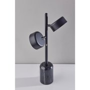 Adesso Bryant 20.75 2-Light Modern Dimmable Black Marble LED Table Lamp with Black Shades