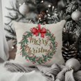 thumbnail image 2 of Merry Christmas Pillow Cover 12x20 Inch Red Berry Greenery Pine Leaves Outdoor Christmas Decorations Xmas Winter Holiday Lumbar Decorative Throw Pillow Case for Home Couch Living Room Decor, 2 of 6