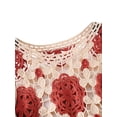 thumbnail image 2 of ZAXARRA Femmes Printemps Été Tricot Tops Manches Longues Col Rond Floral Crochet Casual Crop Tops, 2 of 6