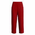 thumbnail image 4 of Delayuji Womens Linen Pant Daily Elastic High Waist Straight Leg Pant Solid Color Casual Pants Loose Long Trousers, 4 of 5