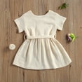 thumbnail image 2 of Vestido De NiñAs Con CinturóN Moda Color SóLido BotóN V-Cuello NiñOs Princesa Vestido, 2 of 4