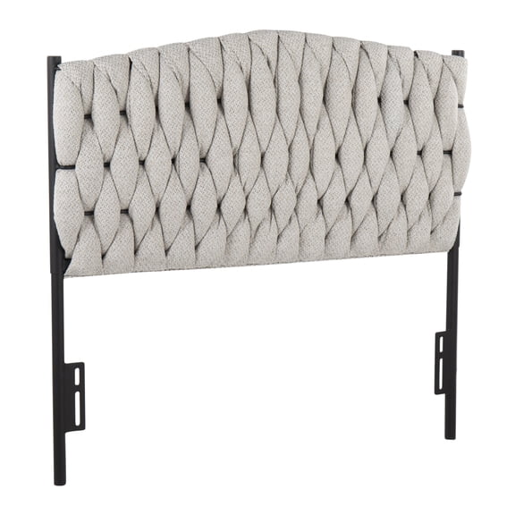 Miekor Furniture Twin Size Headboard in Black Metal and Cream Fabric No4949