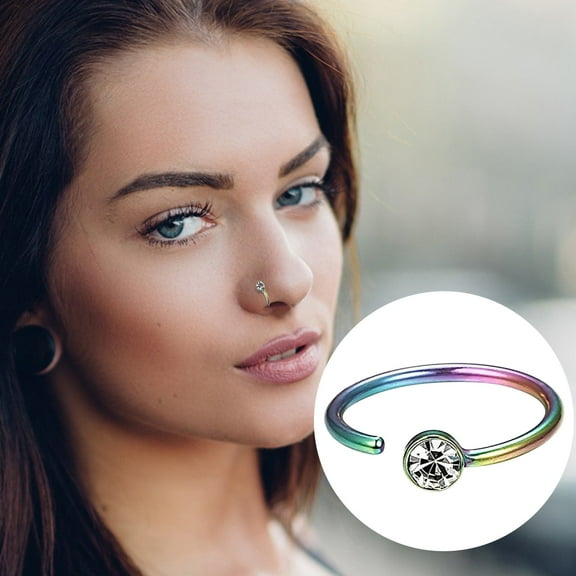 QIQUWOHUL Nose Ring For Single Piercing 20 Gauge Gold Spiral Nose Rings Hoops For Body Piercing Stainless Steel Water Drill Nose Ring For Women Girls