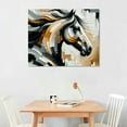 thumbnail image 2 of Nawypu Country Farmhouse Canvas Print Painting Animal Wall Art 'Glamerous Gold Noir Horse' Gold Framed Canvas Rustic Home Décor Gold, Black, 2 of 6
