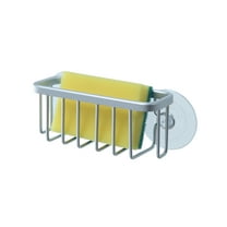 SunnyPoint NeverRust Kitchen Sink Suction Holder for Sponges, Scrubbers, Soap, Kitchen, Bathroom, 6" x 2.5" x 2.75", Aluminum (Mat Silver, Set of 1)