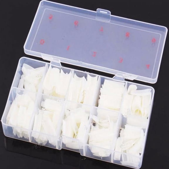 French Acrylic Nail Tips 500Pcs DIY White Gel Clear Natural Manicure Art Design Kit 500PCS