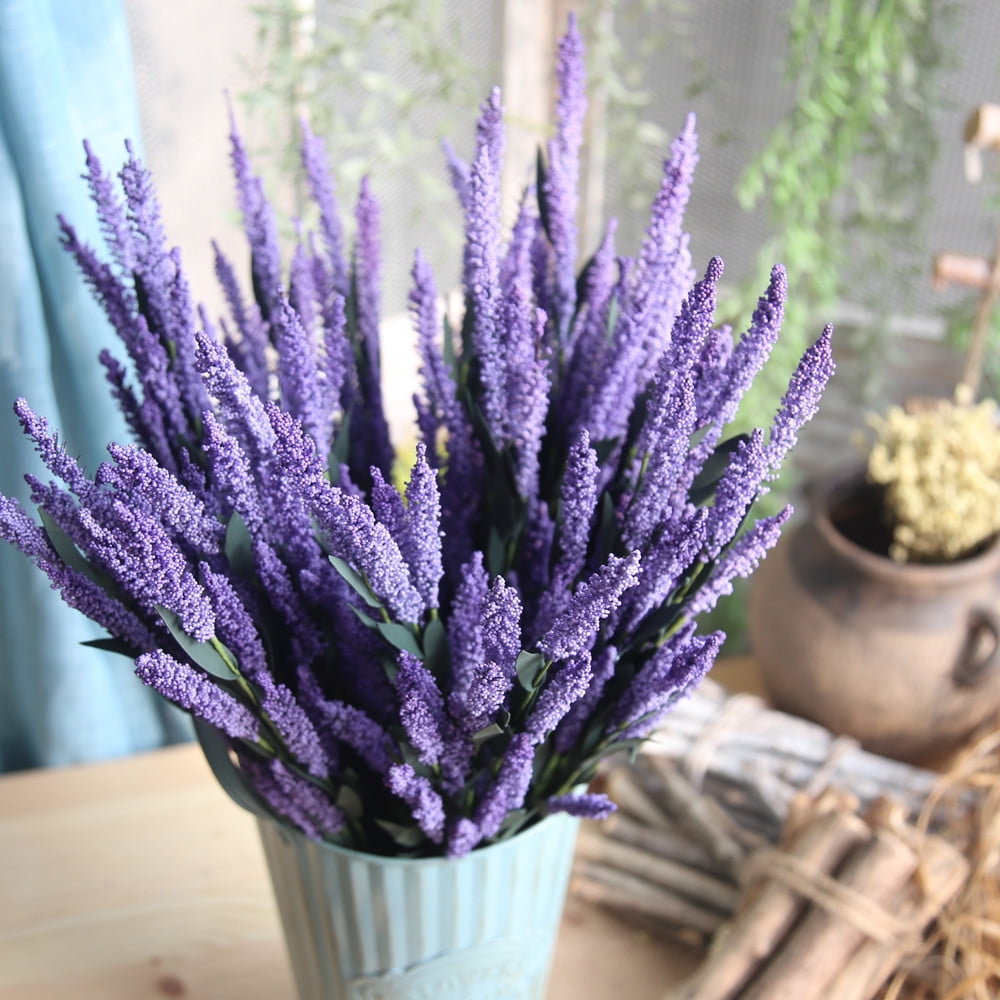 10 Heads Artificial Handmade Silk Lavender Bouquet Flower Wedding  Decoration Home Floral Decor Garden Accessories