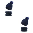 thumbnail image 2 of QualitChoice Winter Caps Decorative Hat Scarf Set Adorable Autumn Crochet Neckerchief Sports Two-piece Stylish Collar Dark Blue 2Set, 2 of 6