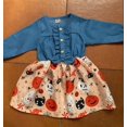 thumbnail image 4 of Robe en Denim à Coutures pour Filles, Décontractée, Col Rond, à Simple Boutonnage, Manches Longues, Robe de Fête d'Halloween, 4 of 4