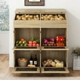 thumbnail image 4 of ChVans Large Potato Storage Wood Bin, Wooden Bread Storage Bins, Decorative Potato and Onion Storage Bin with 4 Doors, Potato Bin with Grocery Section, Wooden Vegetable Storage Box with Lid, 4 of 6