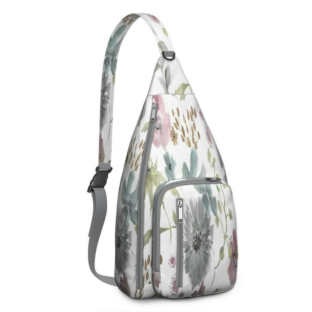 Autumn Leaves Shoulder Sling - Seasonal Maple & Flower Pattern, Fashionable Anti-Theft Daypack