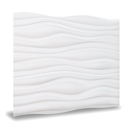 Innovera Décor 3D PVC Interlocking Wall Panels, Dunes White, 24" x 24", 12 pc, 48.1 sq. ft.