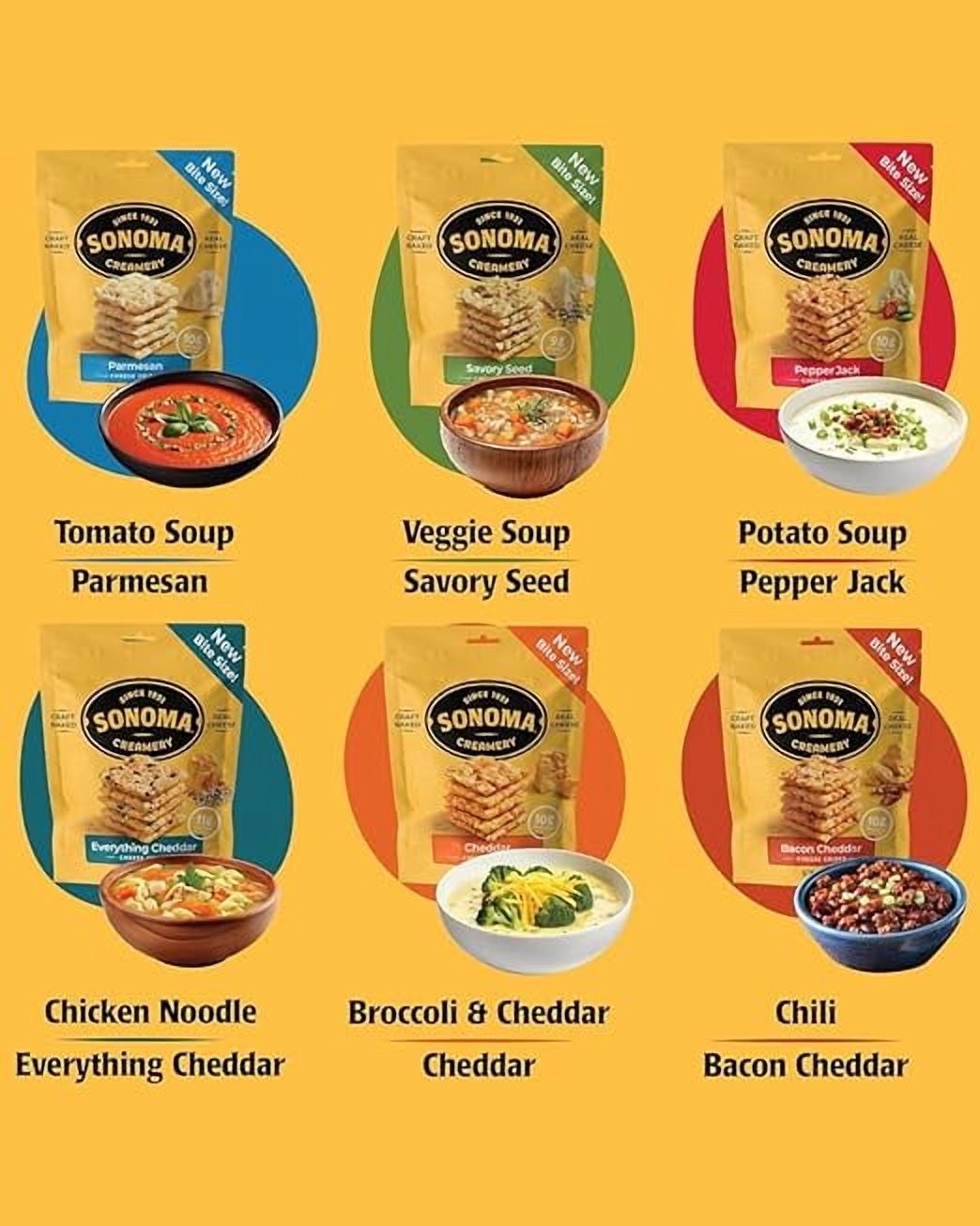 Sonoma Creamery Cheese Crisps, Cheddar, | Savory Snack Cracker | High Protein | Low Carb | Gluten Free | Wheat Free, 2.25 oz (Pack of 6)