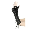 thumbnail image 5 of INSPIRE CHIC Women's Satin Lace Up Fingerless Gloves Solid Color Punk Arm Warmers One Size Black and Black Ribbon, 5 of 6