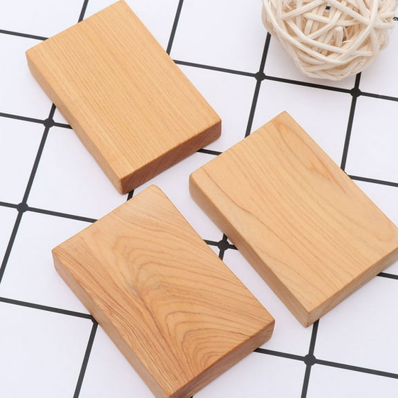 LEORX 2Pcs Hardwood Wood Blocks Light Brown Rectangle for Woodcraft and Painting