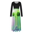 thumbnail image 2 of Dress for Women Casual,3/4 Sleeve Dress,Womens Fashion Printed Long Sleeve Round-Neck Pullover Patchwork Dress, 2 of 5