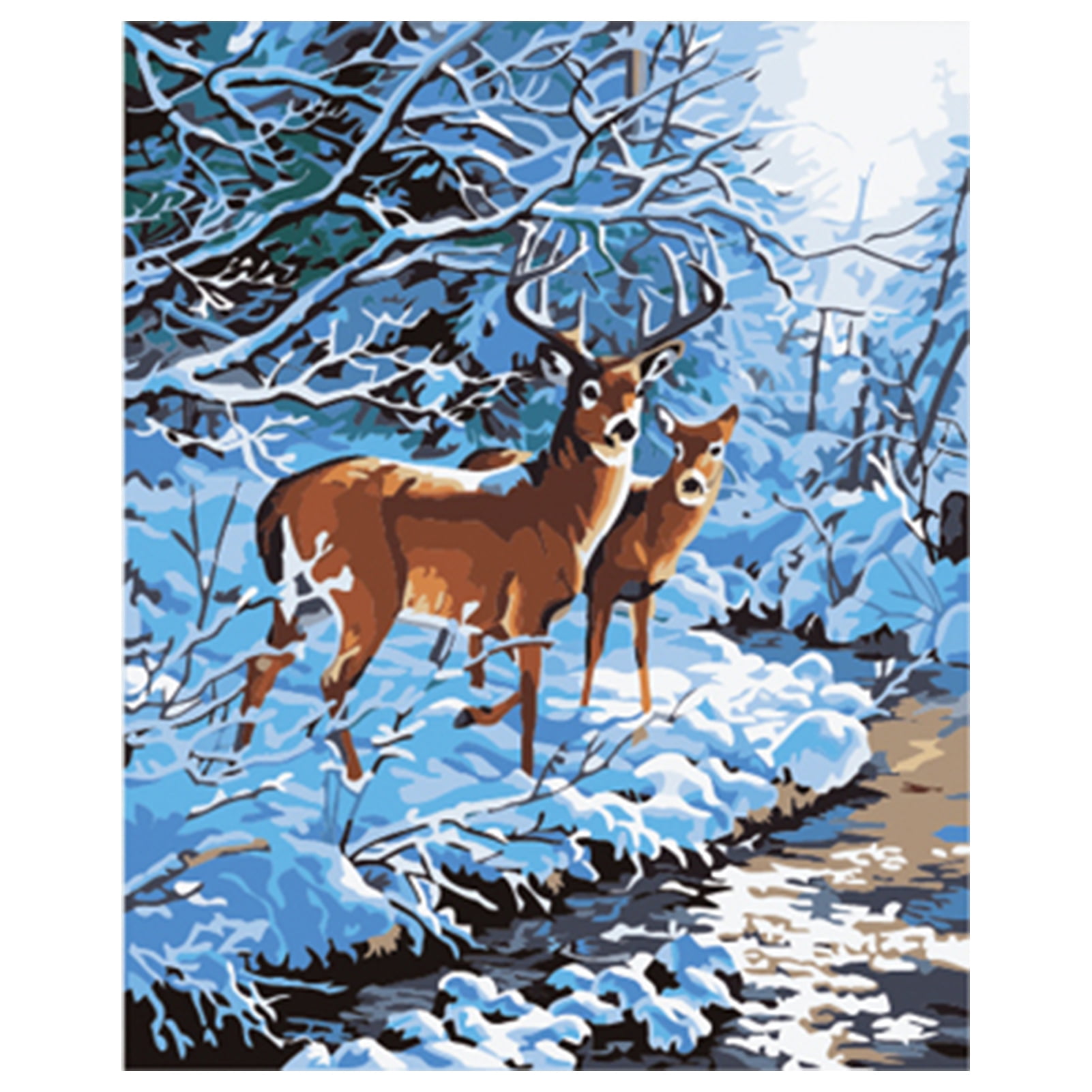 Frameless Paint by Numbers Kits Deer Flower Oil Painting By Numbers DIY Hand-painted Wall Picture Modern Decor for Adults Children Seniors Junior Beginner Canvas Diy oil Painting Kits 