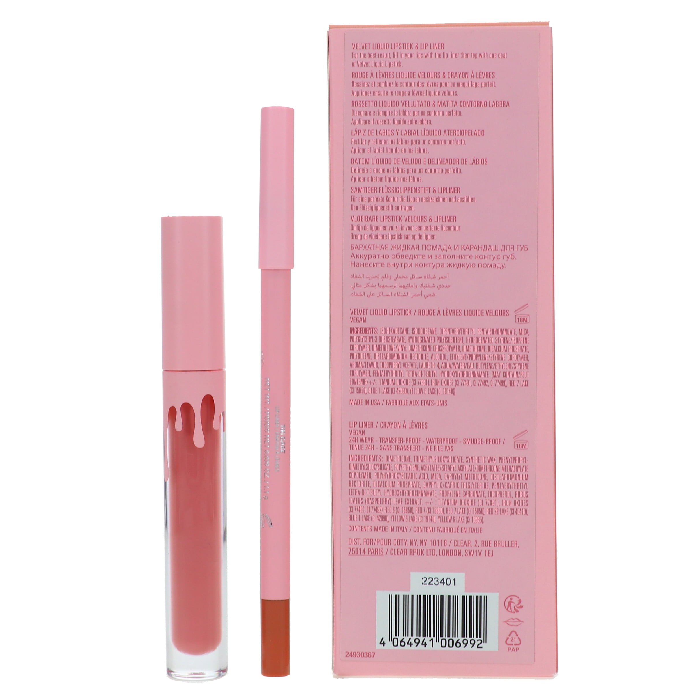 Kylie Cosmetics Velvet Lip Kit - 700 Bare , 2 Pc 0.10oz Velvet Liquid Lipstick, 0.039oz Lip Liner