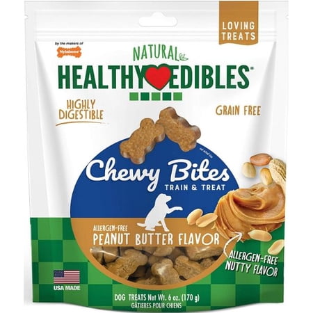 Nylabone Nylabone Natural Healthy Edibles Peanut Butter Chewy Bites Dog Treats 6 oz