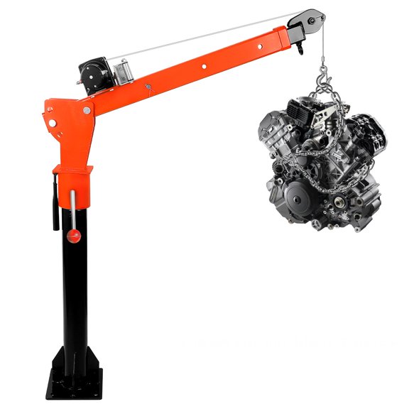 Folding Electric Pickup Single-Arm Crane, 360° Swivel, 1100 lbs for Factory, Construction, Warehouse Lifting