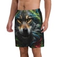thumbnail image 2 of Kdxio Realistic Style Colorful Wolf Pattern Mens Casual Shorts - Drawstring Summer Beach Sports Shorts for Men, 2 of 5