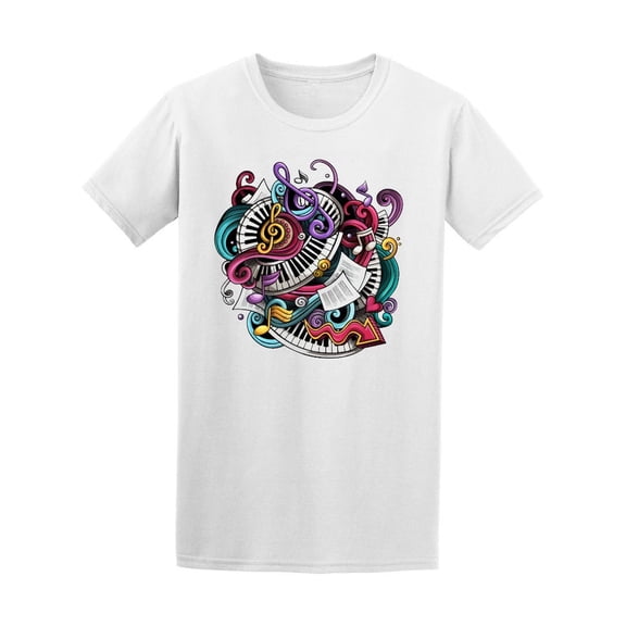 Cartoon Colorful Piano Music Tee Men's -Image by Shutterstock