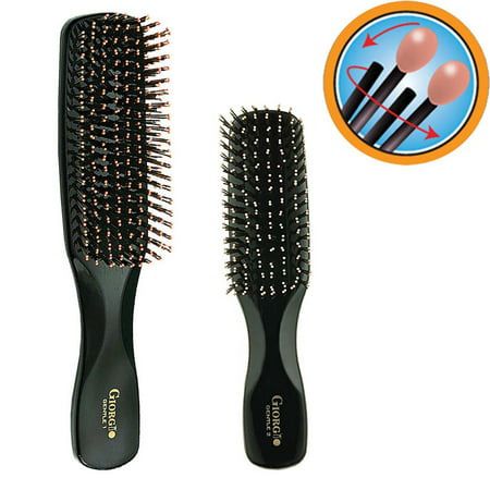 Giorgio GIO1-2BLK Black Set Gentle Hair Brush Dresser & Travel Size. Wet & Dry Pro Hair Brush Detangler. Soft for Sensitive Scalp. Good For Men Women & Kids All hair lengths.