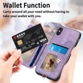thumbnail image 6 of SaniMore for iPhone X/XS Wallet Case, [RFID Blocking] Elastic Card Slot Vehicle Magnetic PU Leather Ring Holder & Lanyard Stand Money Pocket Protective Cover for iPhone X/XS, Purple, 6 of 15