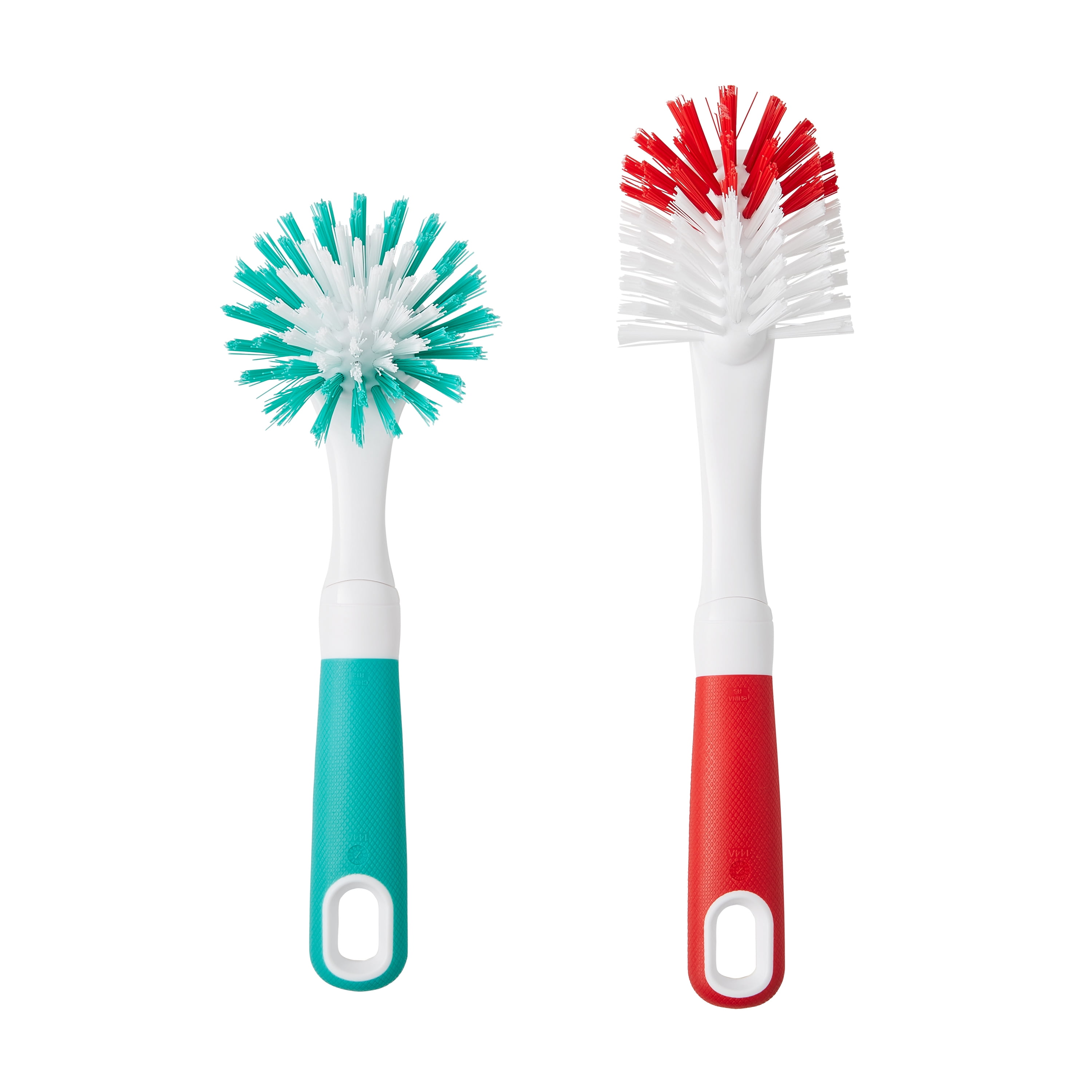Mainstays 2-Piece Assorted Kitchen Sink Brush Set with Scrapers, Red/Teal