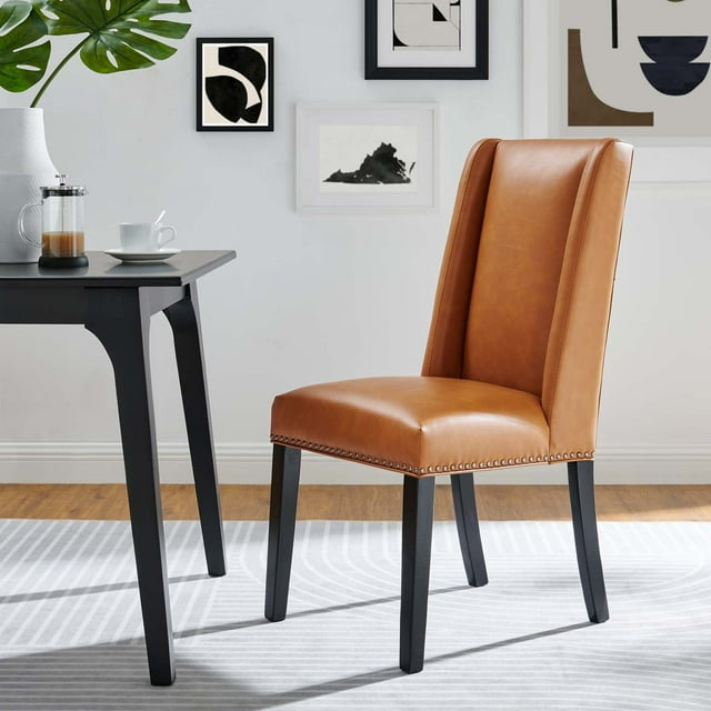 Modway Vegan Leather Dining Chair, Tan