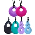 thumbnail image 1 of Collares masticables para niños y adultos [paquete de 6], joyería masticable sensorial de silicona para lactancia de bebés, ayuda a reducir el dolor de la dentición, sin BPA, 1 of 7