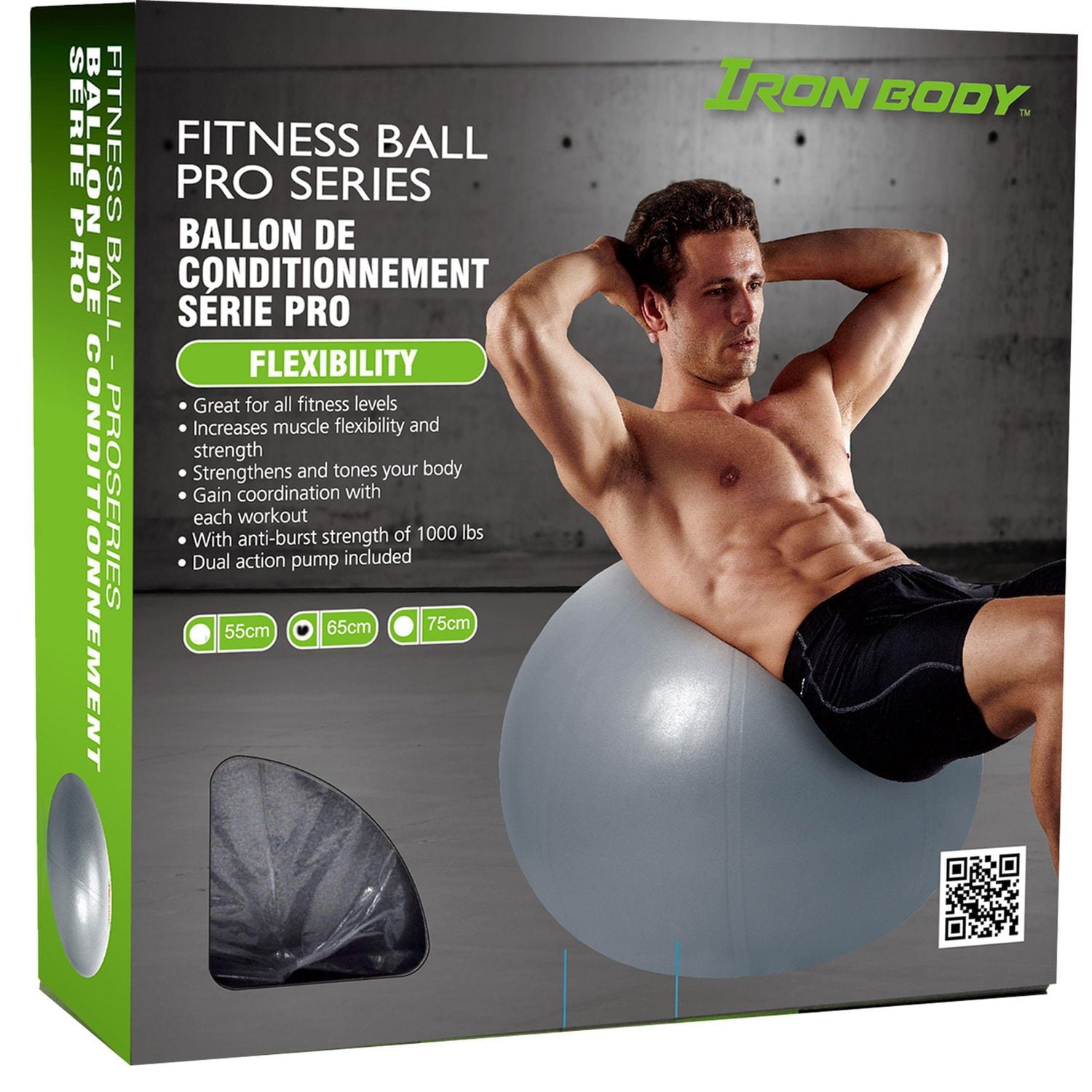 IBF Pro Series Exercise Ball - Pump Included - Available in 55, 65 & 75 cm