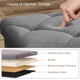 thumbnail image 4 of 30" 3 PCS Storage Ottoman Bench, Folding Square Storage Ottoman with Lid, Fabric Cube Seat Footrest for Bedroom Living Room Entryway, Grey, 4 of 8