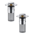 thumbnail image 2 of Drain Plug with Removable Stainless Steel Filter Basket, 2Pc Bathroom Sink Stopper with Hair Catcher, Anti-Clog Brass Core Strainer for Basin, Shower, Tub, Fits 1.18"Drains, Silver, 2 of 8