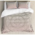 thumbnail image 1 of Mandala Duvet Cover Set Queen Size, Floral Mandala Design with Ethnic Themes Native South East Asian Folk, Decorative 3 Piece Bedding Set with 2 Pillow Shams, Pale Pink White Beige, by Ambesonne, 1 of 3