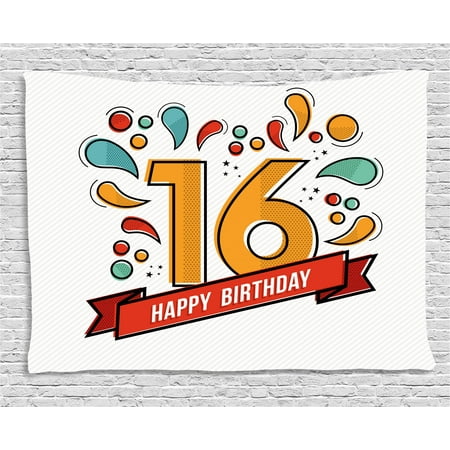 16th Birthday Decorations Tapestry Festive New Age Modern Invitation Funky Typography Artwork Wall Hanging For Bedroom Living Room Dorm Decor 16th Birthday Decorations Tapestry Festive New Age Modern Invitation Funky Typography Artwork Wall Hanging For Bedroom Living Room Dorm Decor